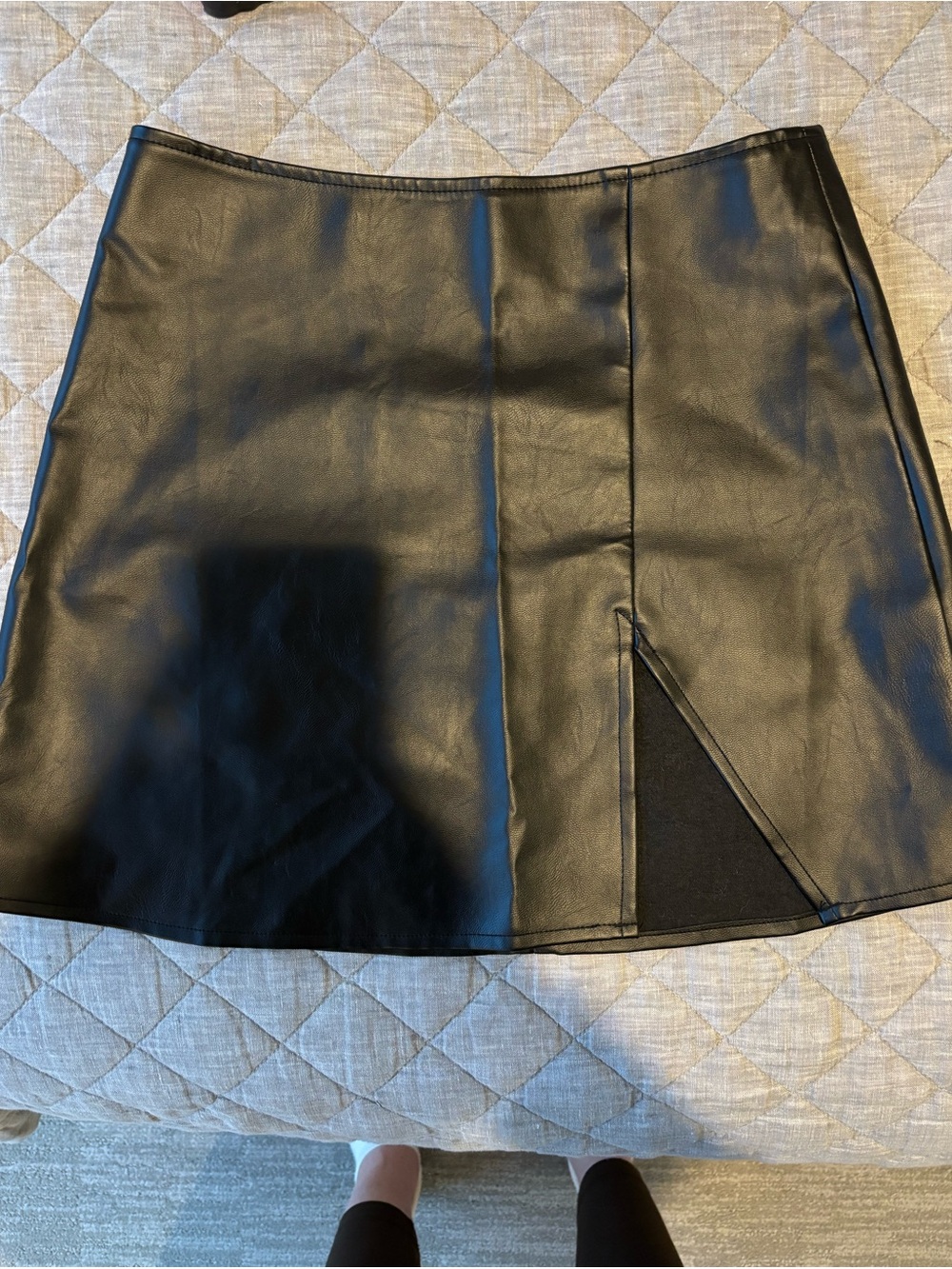 Motel Rocks Black Faux Leather Mini Skirt with Side Slit